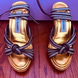 Manolo Blahnik lace up sandals